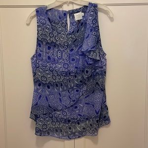 Printed chiffon top with ruffles